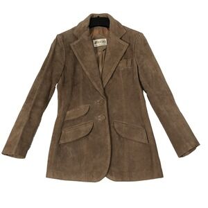 Le Soleil Jacket Women's Size 9/10‎ Brown Suede Leather Coat Blazer Western VTG